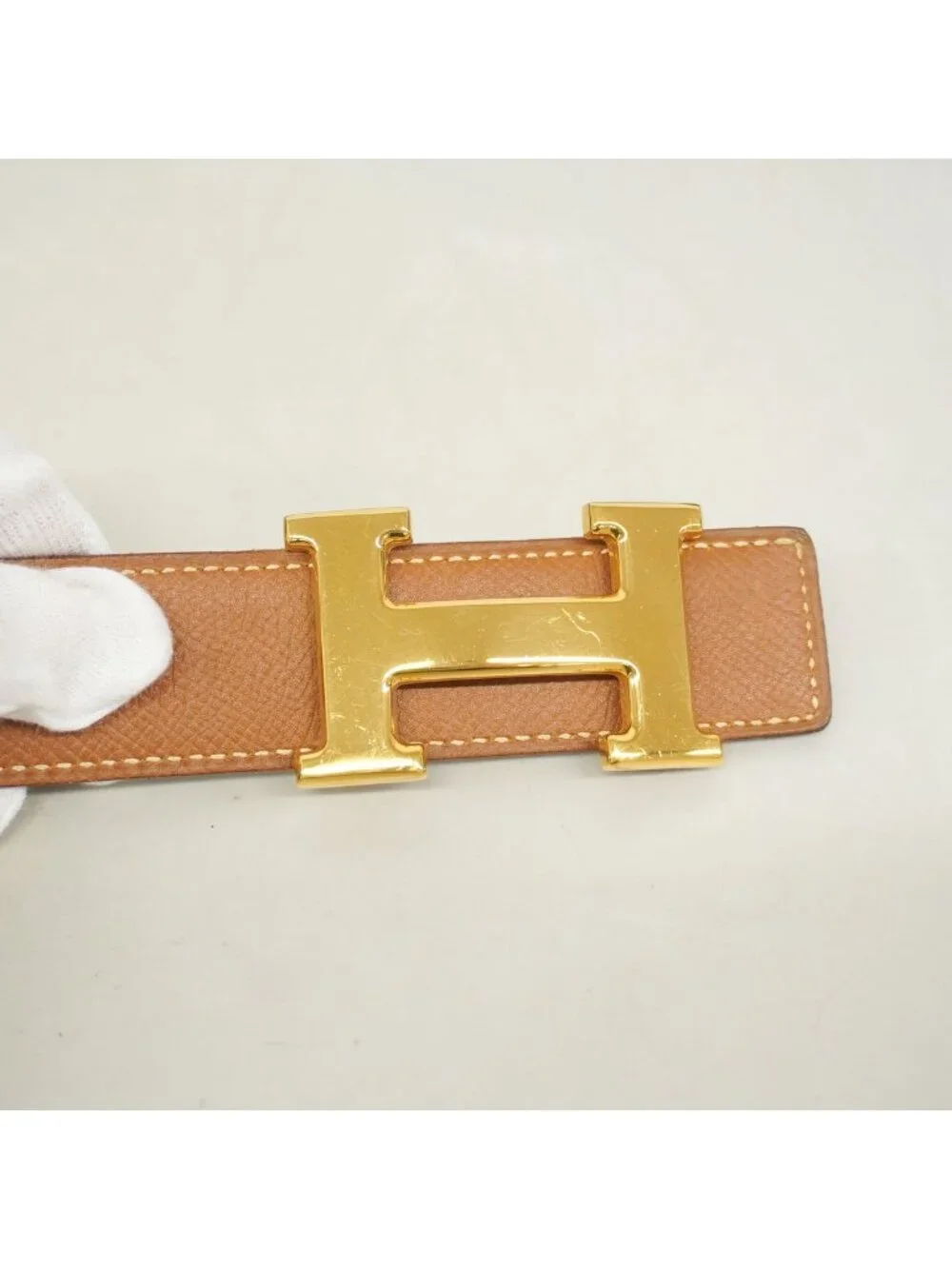 Hermes Belt Constance Courchevel Box Calf Gold Black